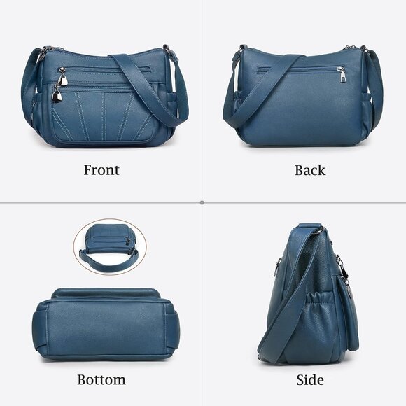 Soft PU Leather Crossbody Shoulder Bag for Women with Top Handle and Satchel - Picture 4 of 6